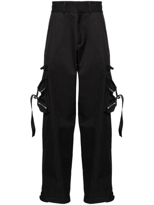Black Cotton Cargo Trousers
