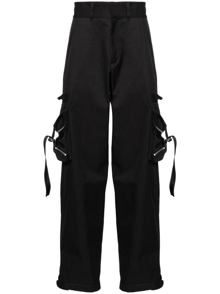 Black Cotton Cargo Trousers