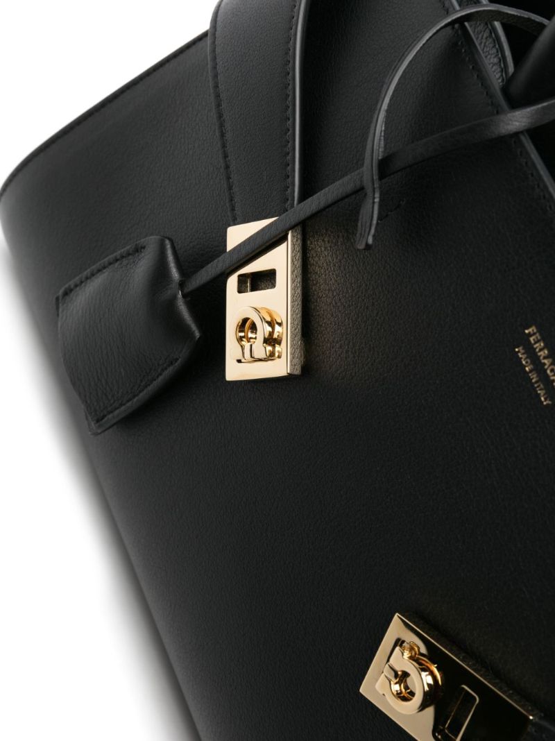 Black Hug Leather Tote Bag