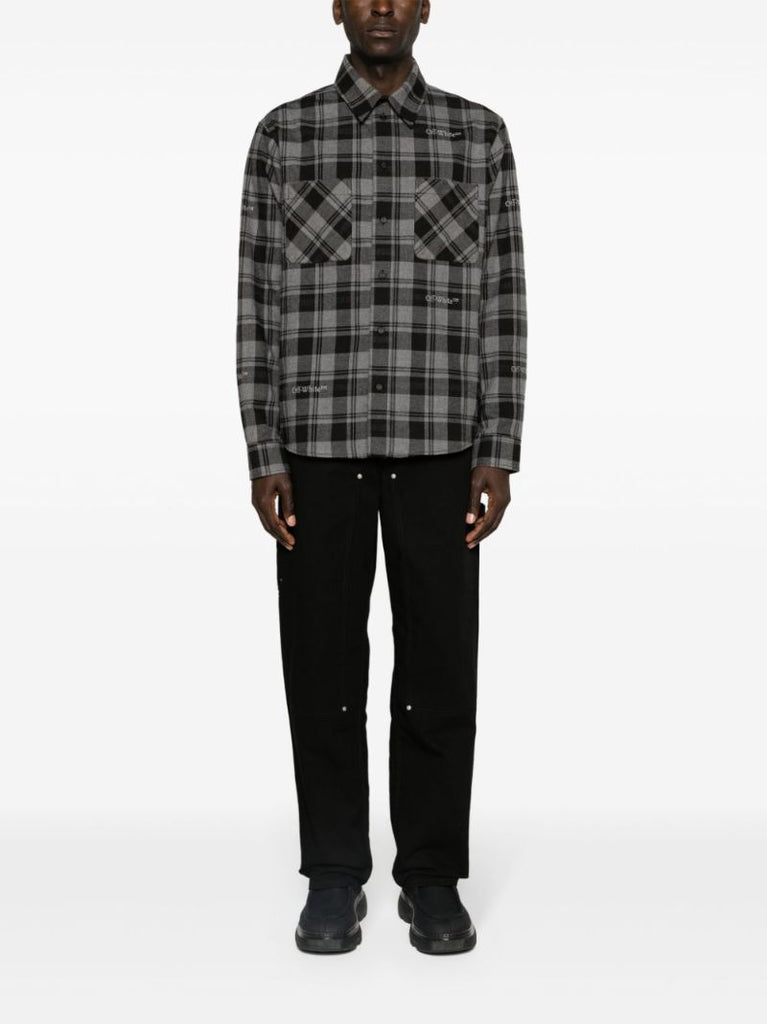 Grey Checked Flannel Shirt