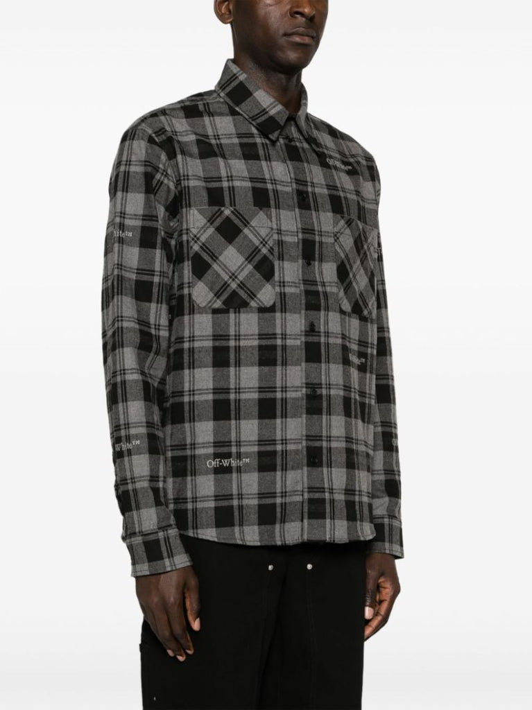 Grey Checked Flannel Shirt