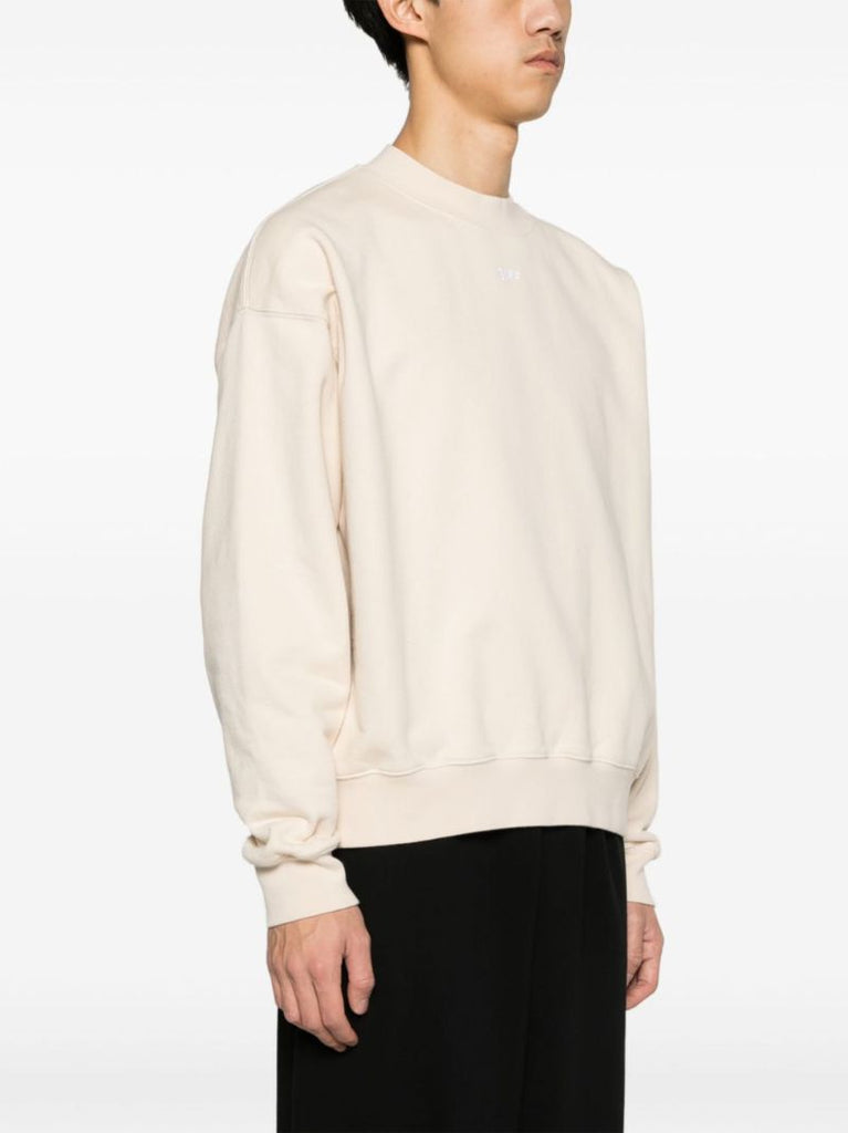 Neutral Arrow-embroidered Cotton Sweatshirt