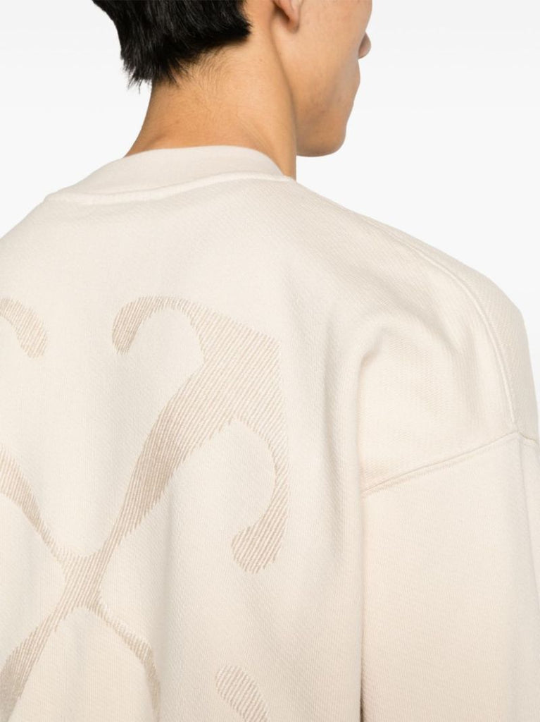 Neutral Arrow-embroidered Cotton Sweatshirt