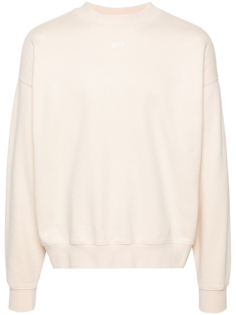 Neutral Arrow-embroidered Cotton Sweatshirt