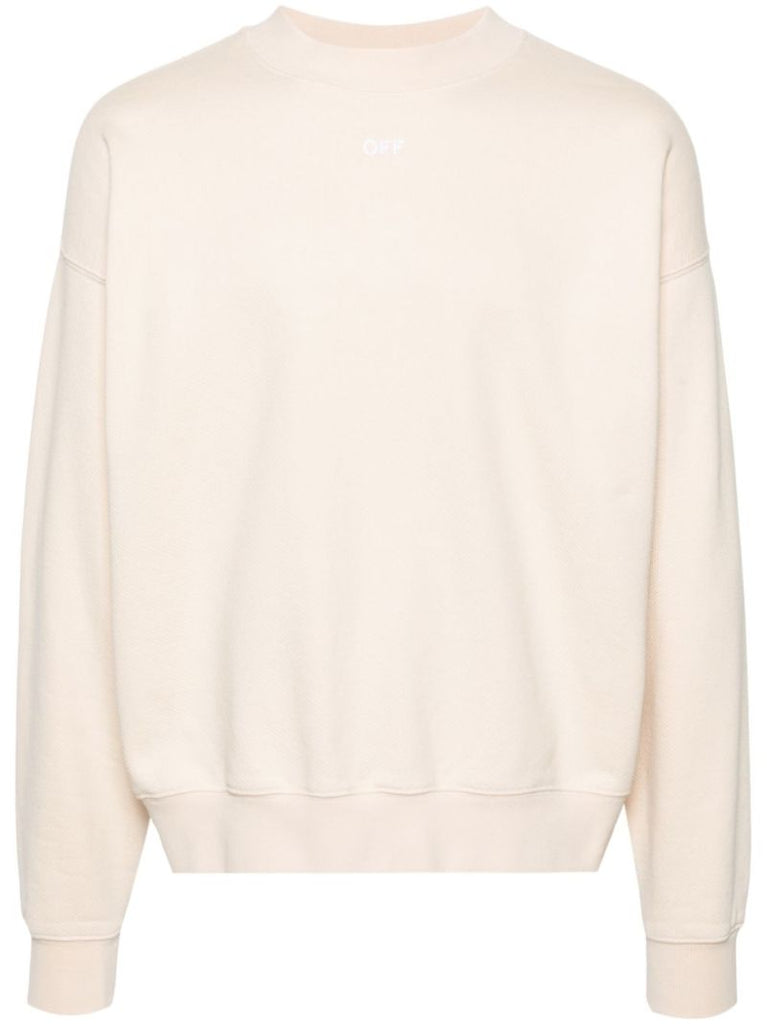 Neutral Arrow-embroidered Cotton Sweatshirt