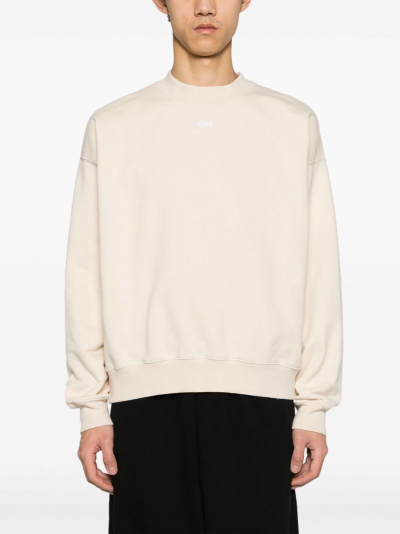 Neutral Arrow-embroidered Cotton Sweatshirt