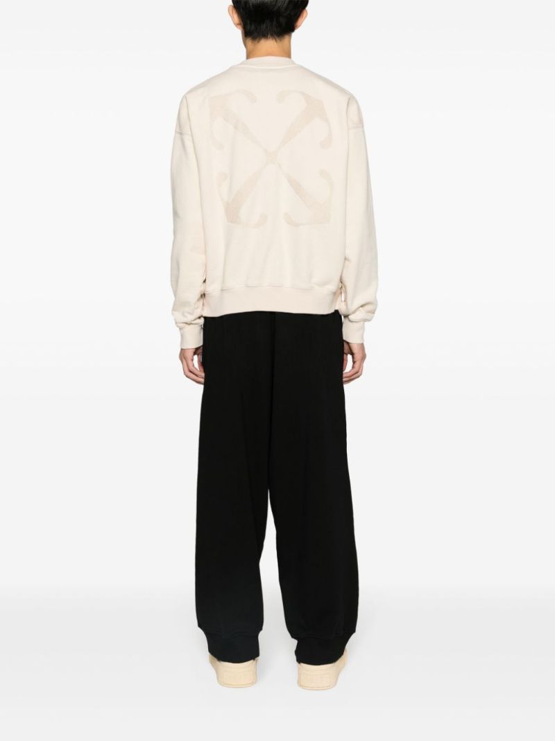 Neutral Arrow-embroidered Cotton Sweatshirt