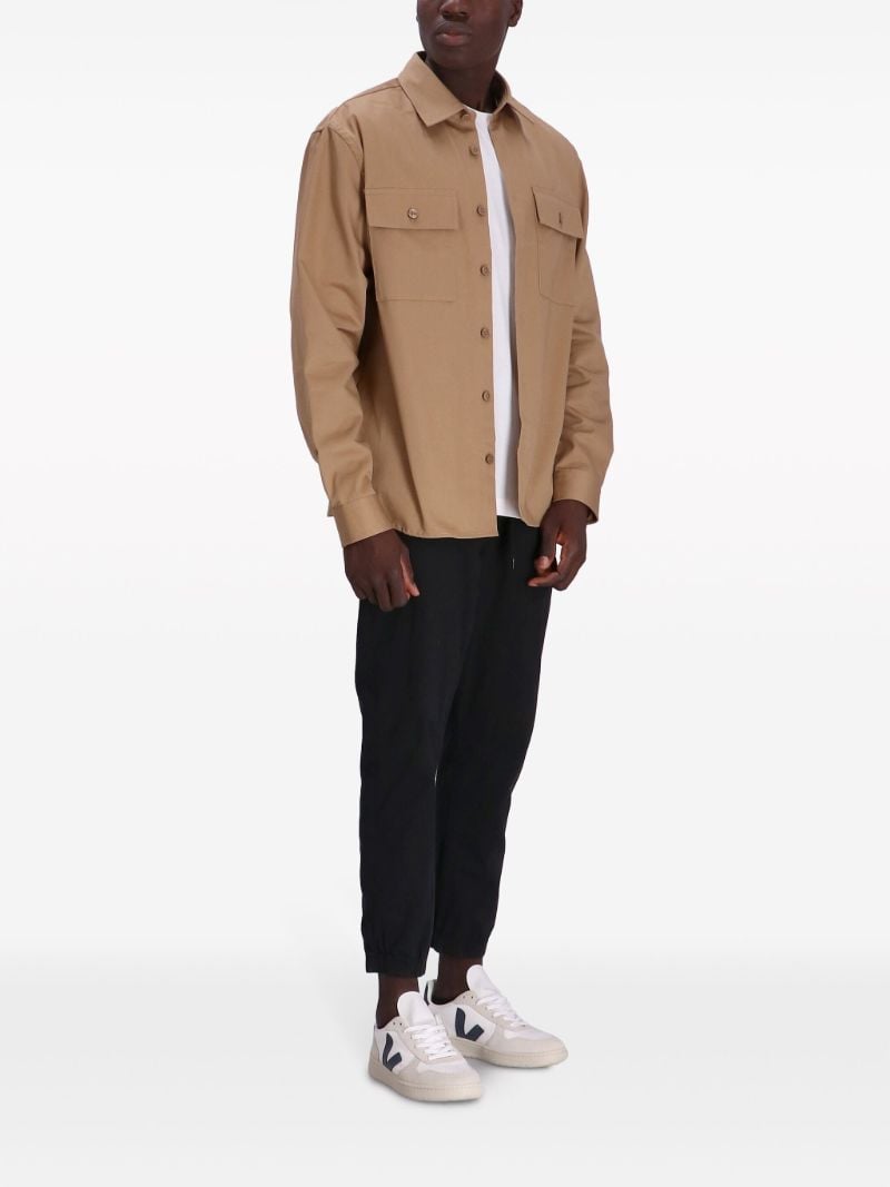Brown Logo-patch Cotton Shirt