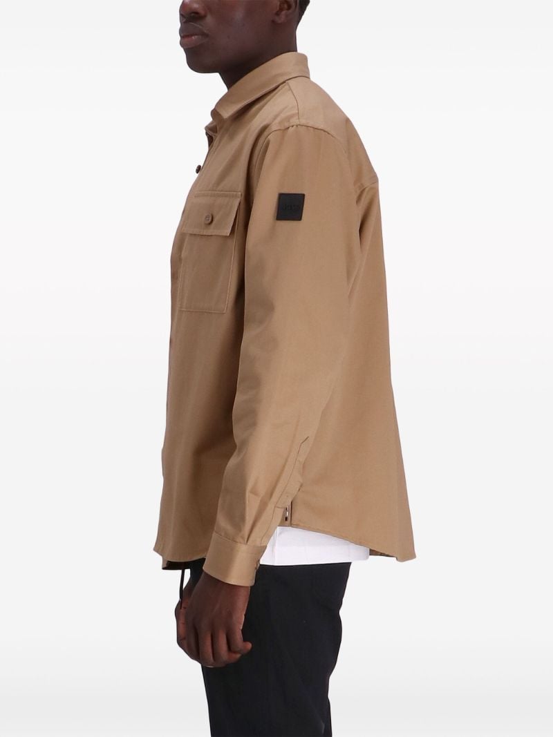 Brown Logo-patch Cotton Shirt