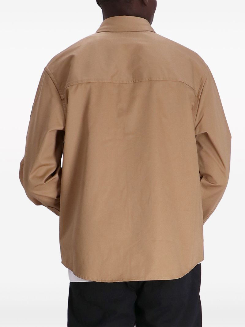 Brown Logo-patch Cotton Shirt