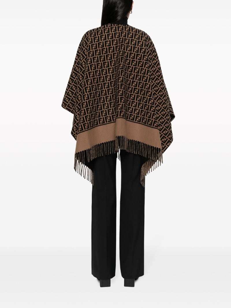 Brown Ff-logo Wool Poncho