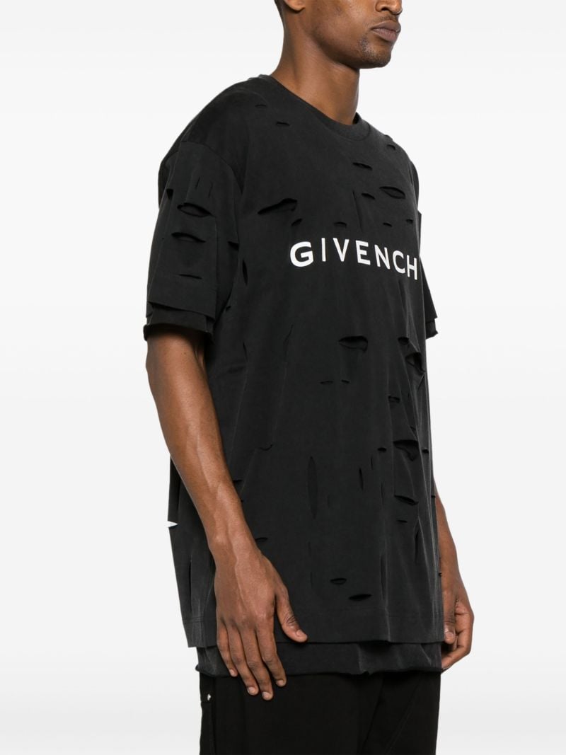 Black Logo-print Ripped T-shirt