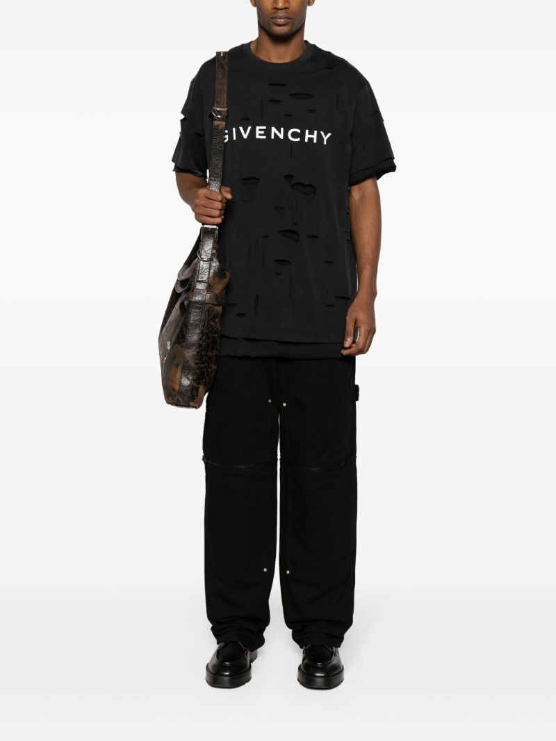 Black Logo-print Ripped T-shirt