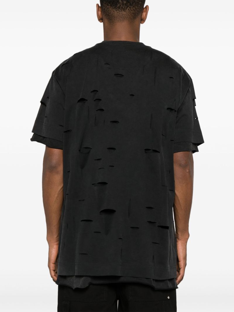 Black Logo-print Ripped T-shirt