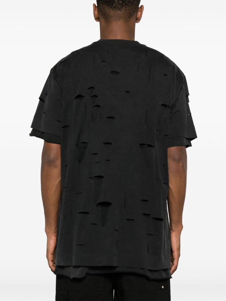 Black Logo-print Ripped T-shirt