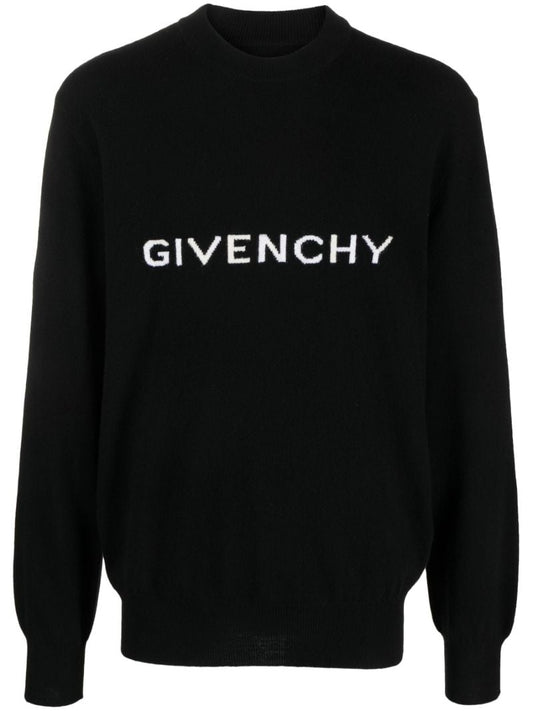 Black Logo-intarsia Wool Sweater