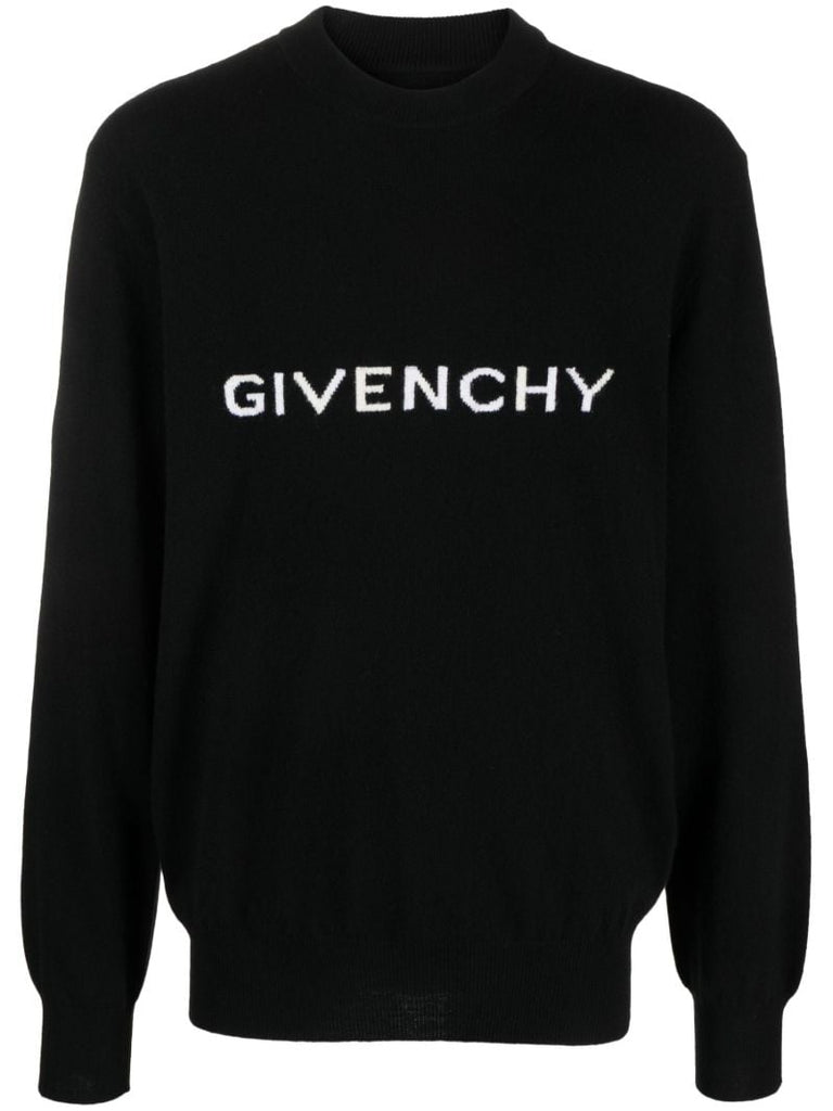 Black Logo-intarsia Wool Sweater