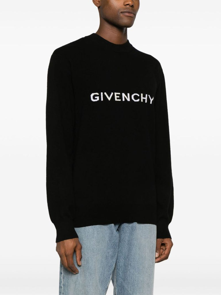 Black Logo-intarsia Wool Sweater