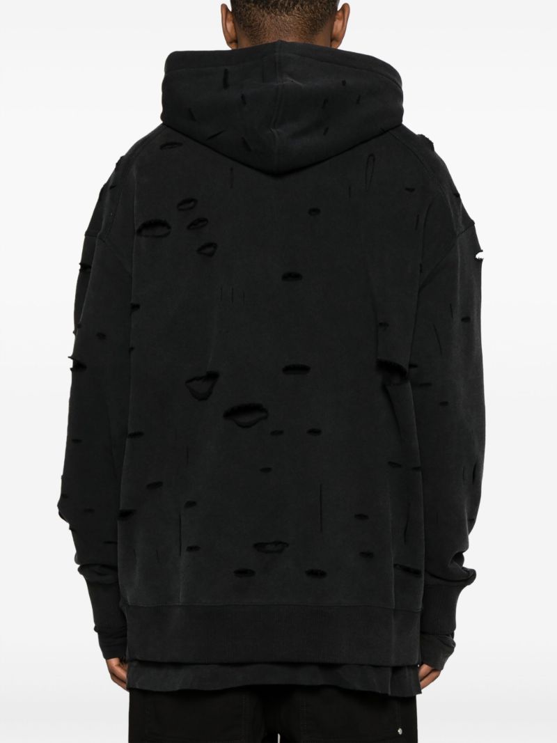Black Logo-print Ripped Hoodie