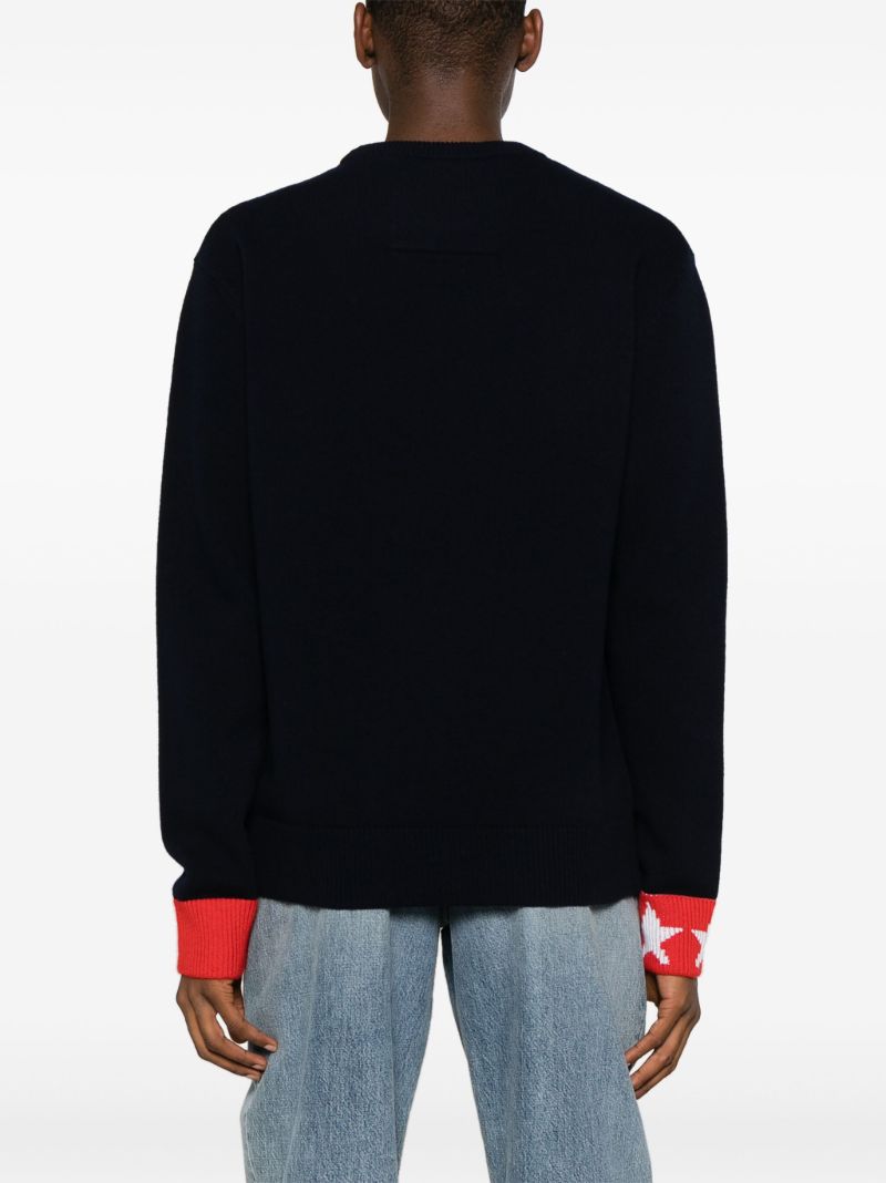 Blue Logo-intarsia Wool Sweater