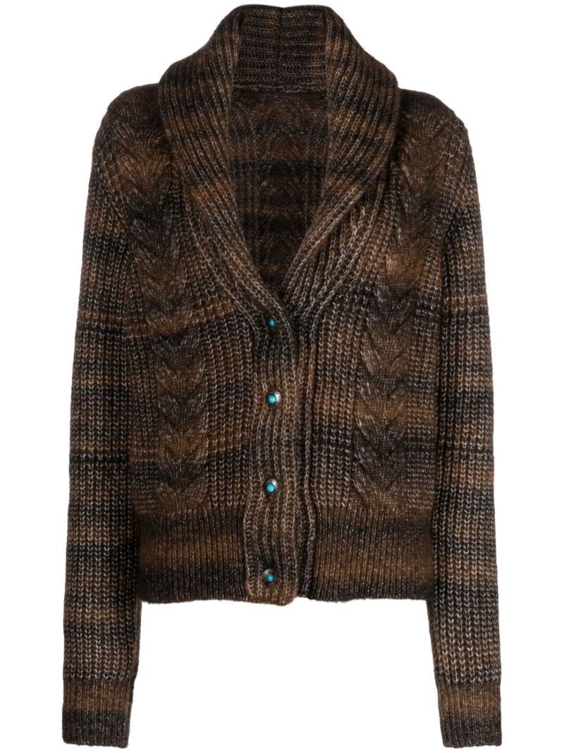 Brown Lexi Cable-knit Cardigan