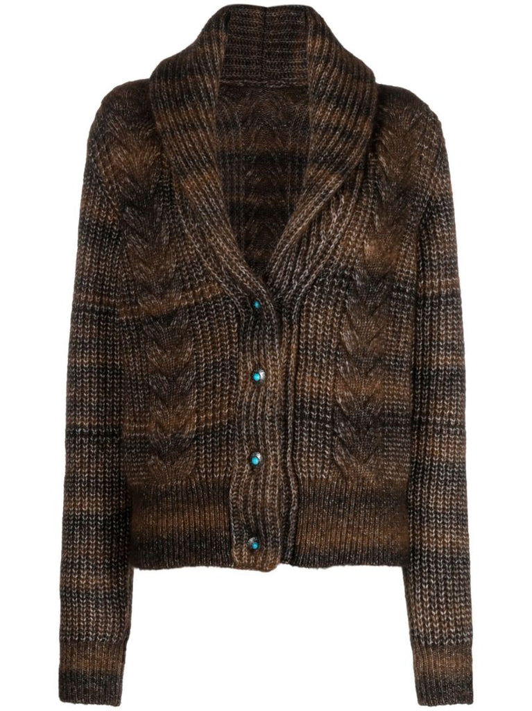 Brown Lexi Cable-knit Cardigan