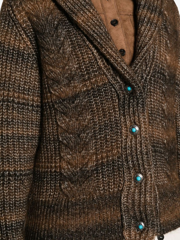 Brown Lexi Cable-knit Cardigan