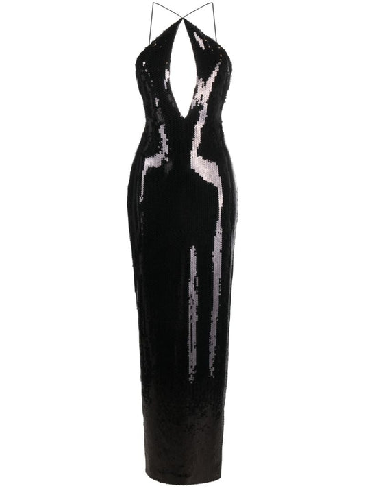 Black Elsa Sequinned Gown