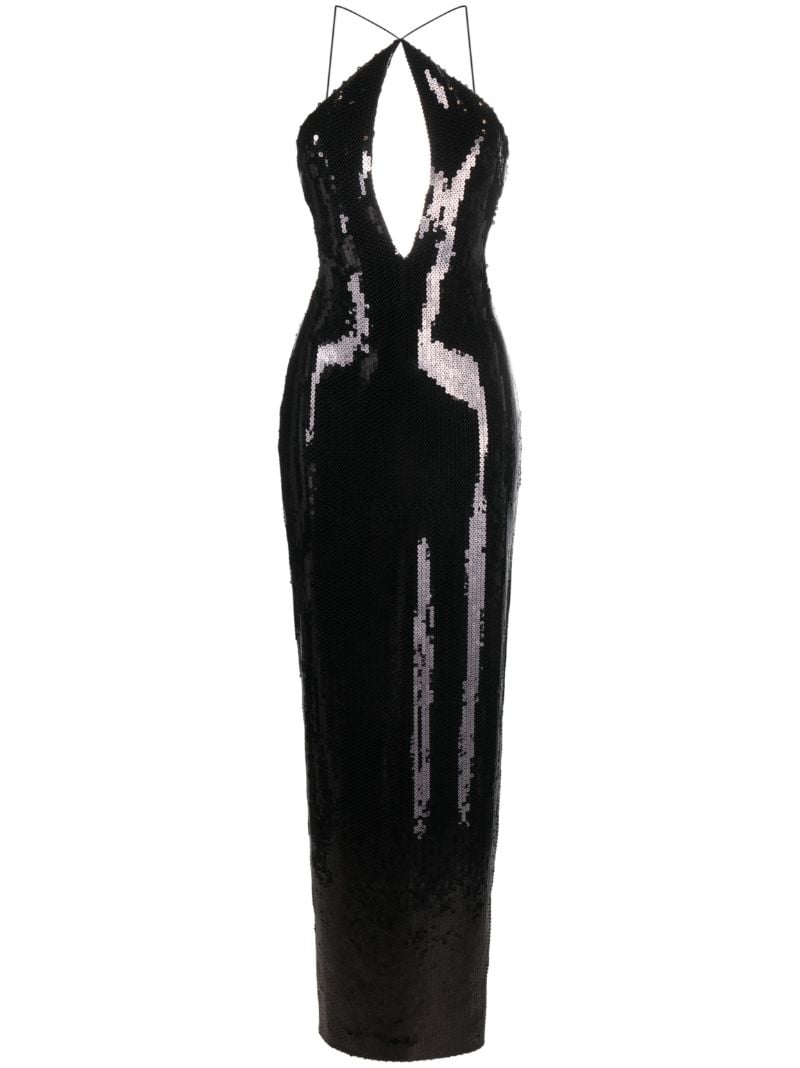 Black Elsa Sequinned Gown