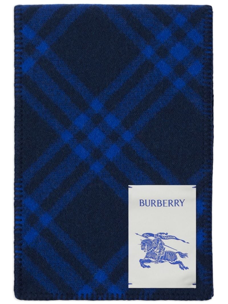 Blue Check Wool Scarf