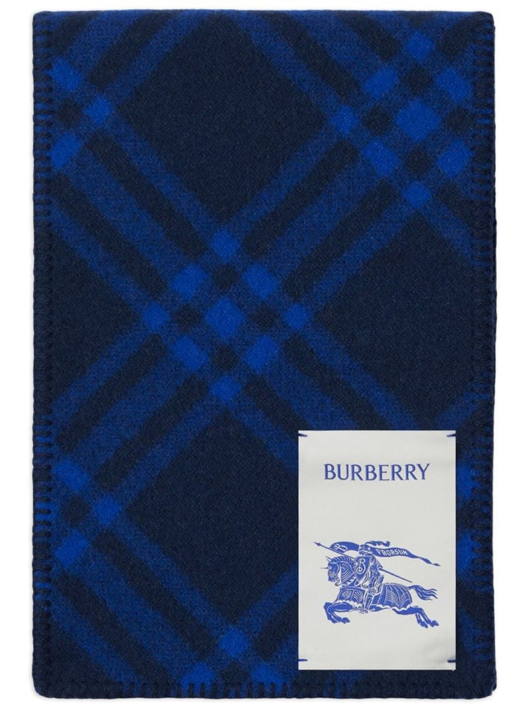 Blue Check Wool Scarf