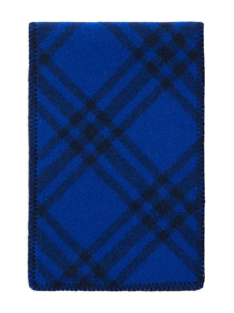 Blue Check Wool Scarf