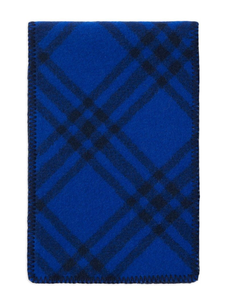 Blue Check Wool Scarf