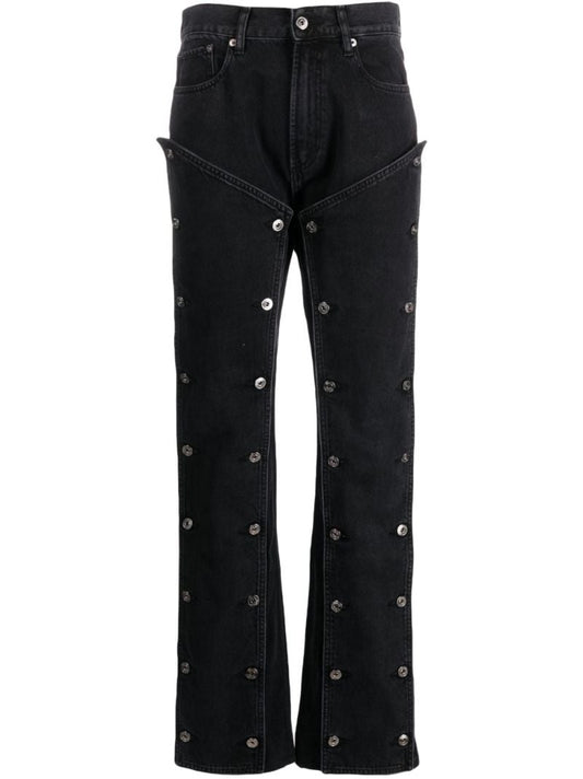 Black Snap Off Straight-leg Jeans