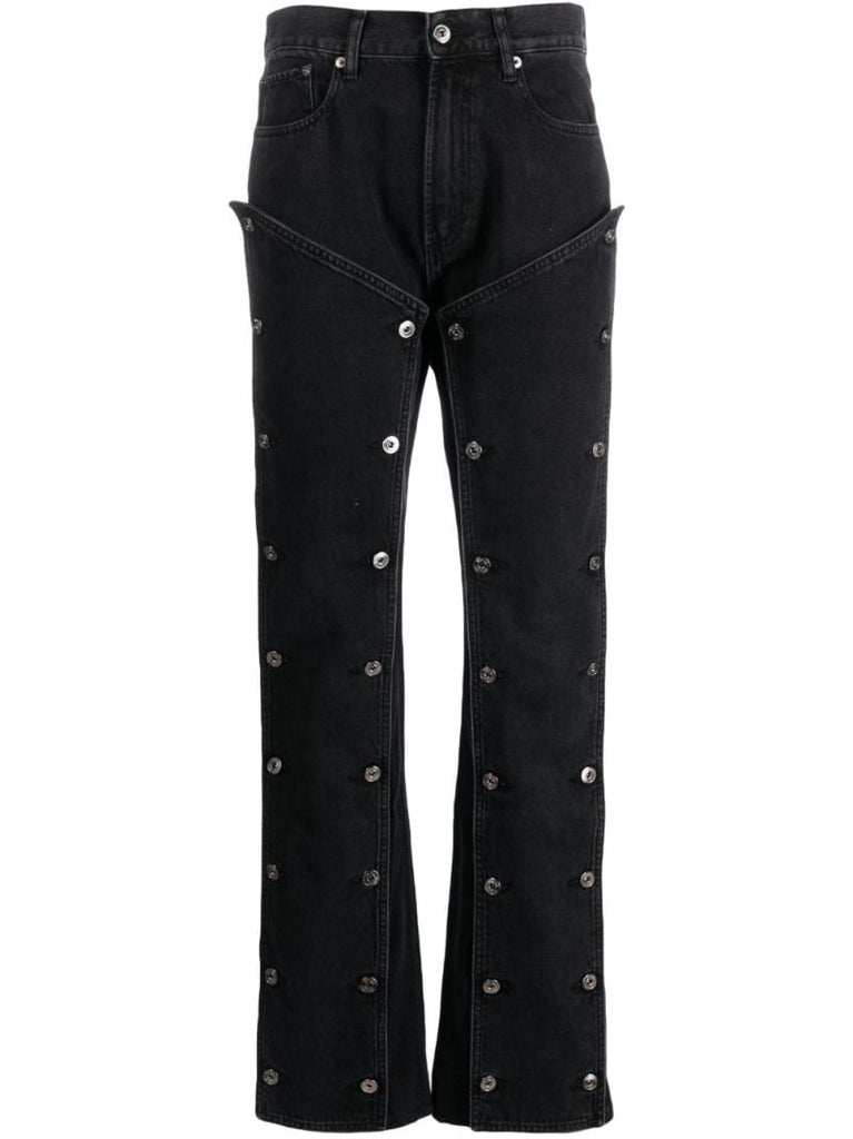 Black Snap Off Straight-leg Jeans