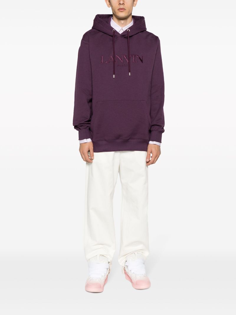 Purple Logo-embroidered Cotton Hoodie