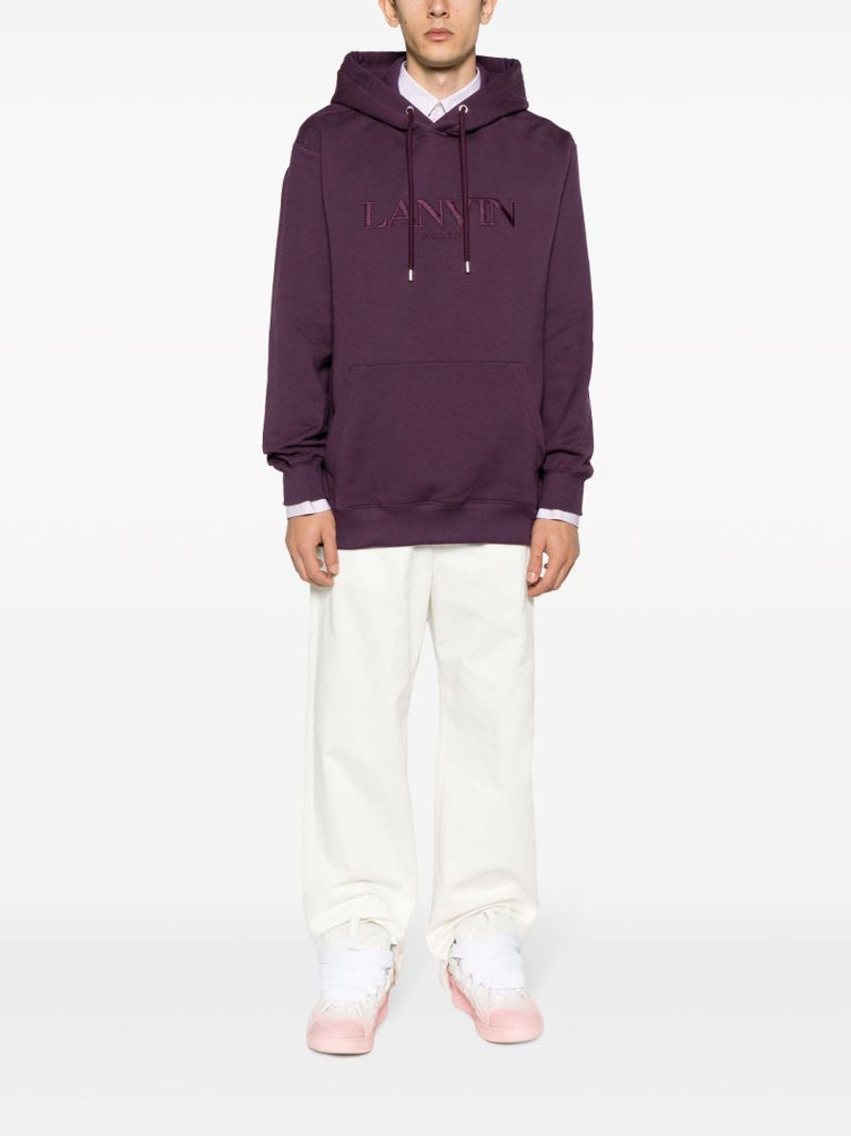 Purple Logo-embroidered Cotton Hoodie