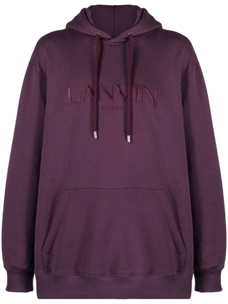 Purple Logo-embroidered Cotton Hoodie