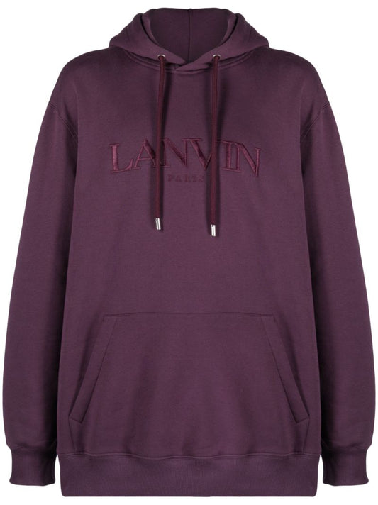 Purple Logo-embroidered Cotton Hoodie