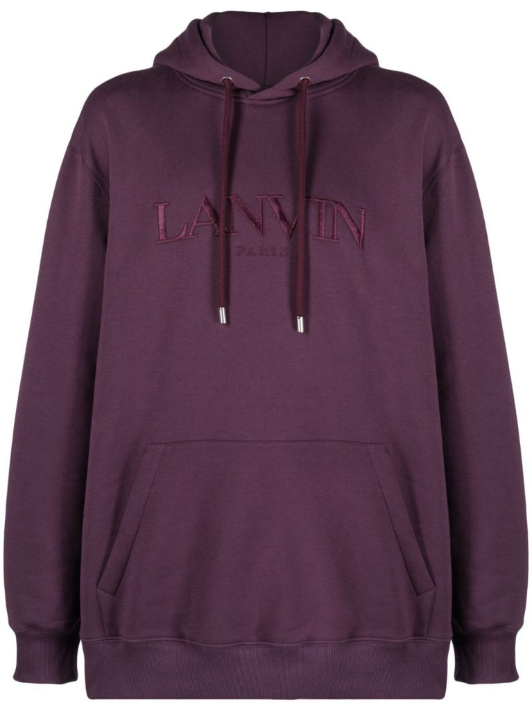 Purple Logo-embroidered Cotton Hoodie