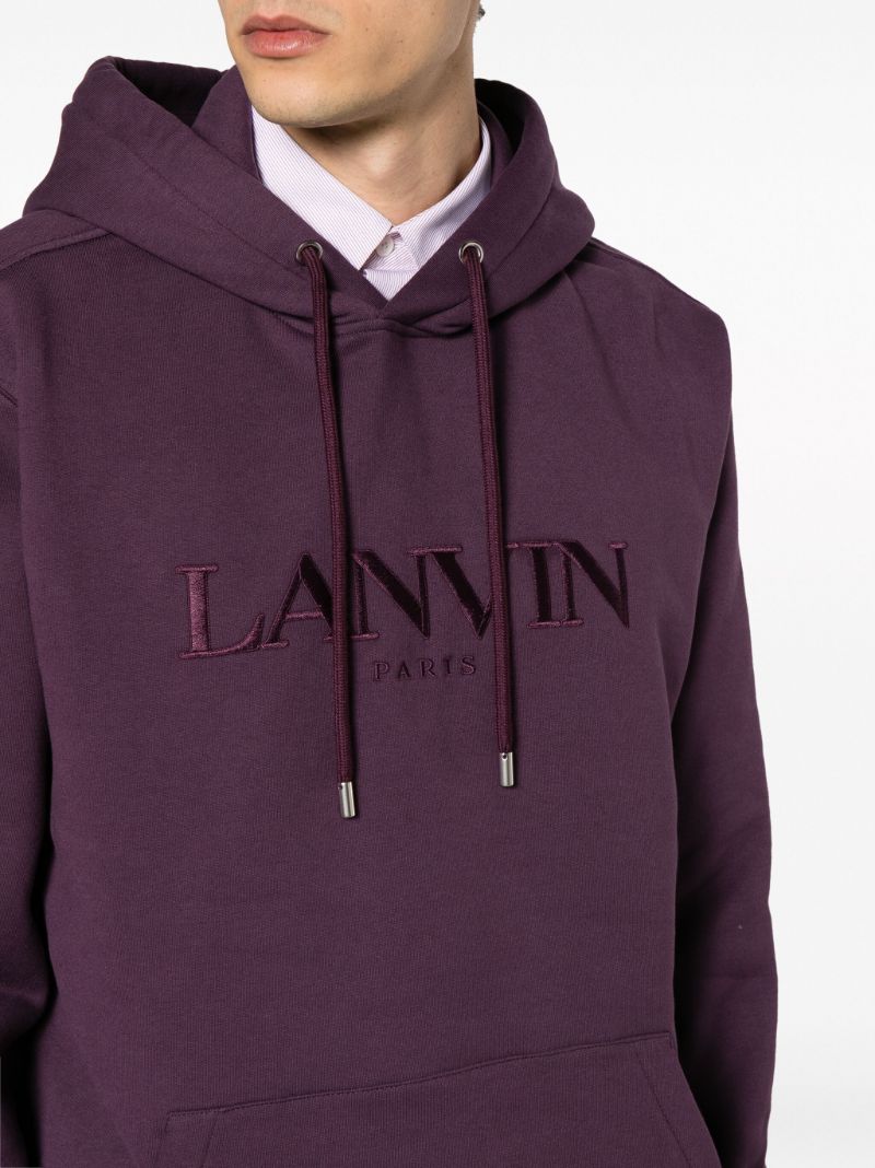 Purple Logo-embroidered Cotton Hoodie