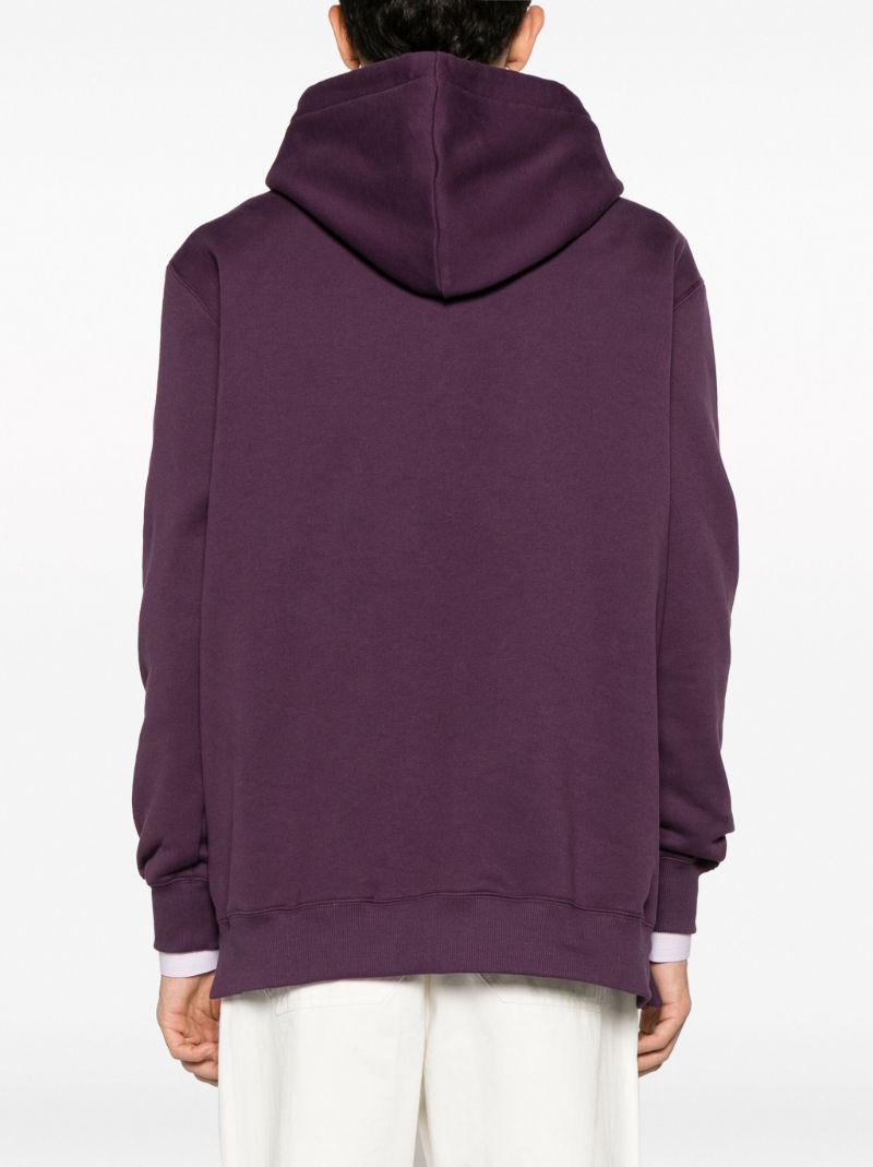 Purple Logo-embroidered Cotton Hoodie