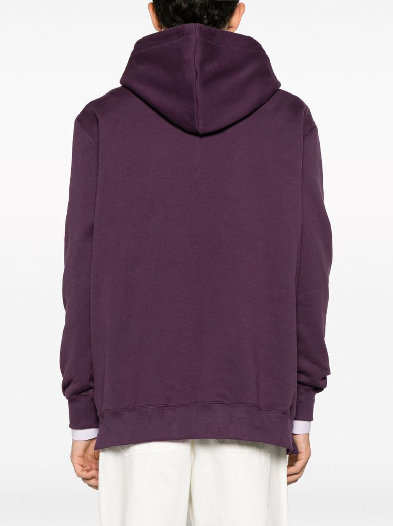 Purple Logo-embroidered Cotton Hoodie