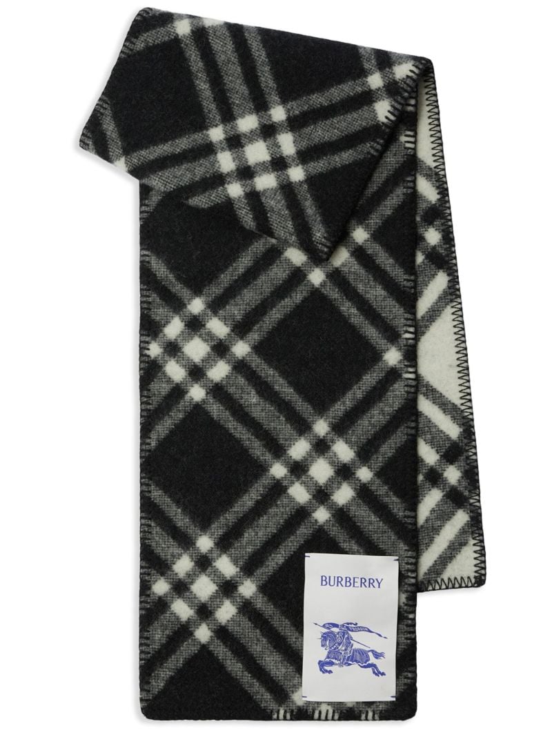 Black and White Vintage Check Wool Scarf