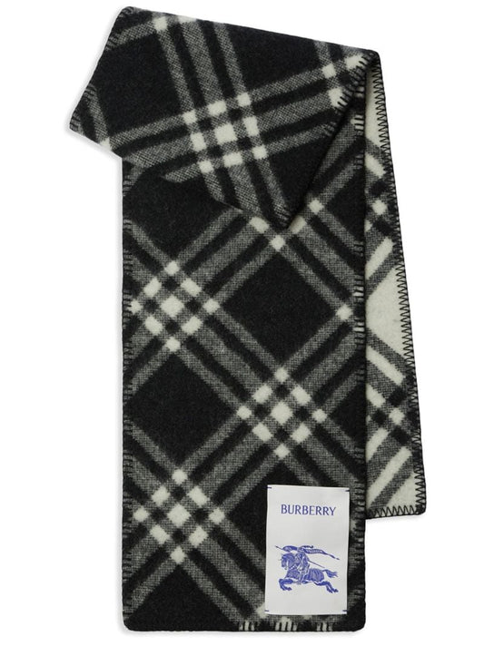 Black and White Vintage Check Wool Scarf