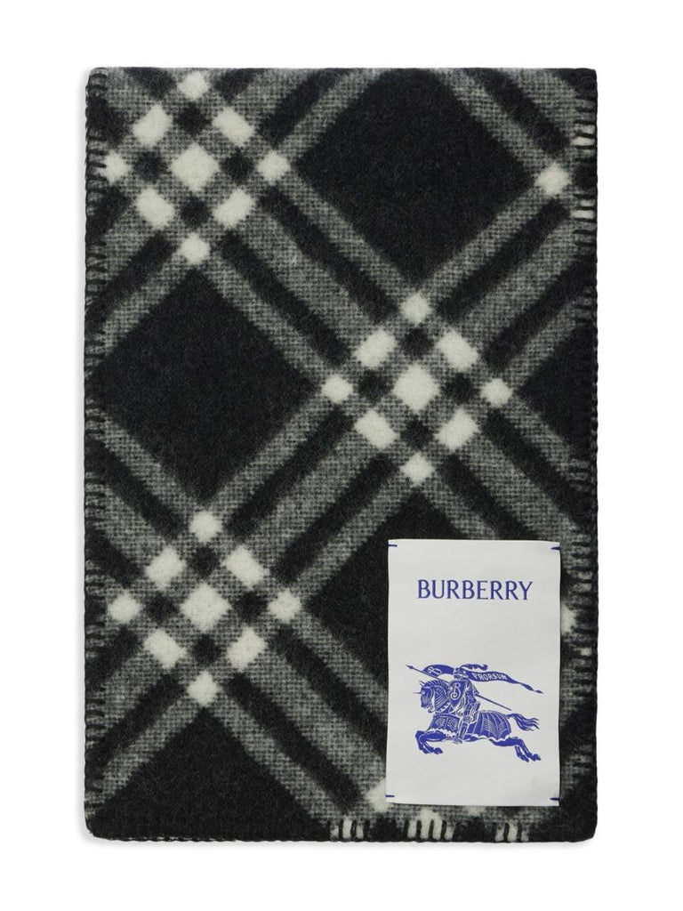 Black and White Vintage Check Wool Scarf