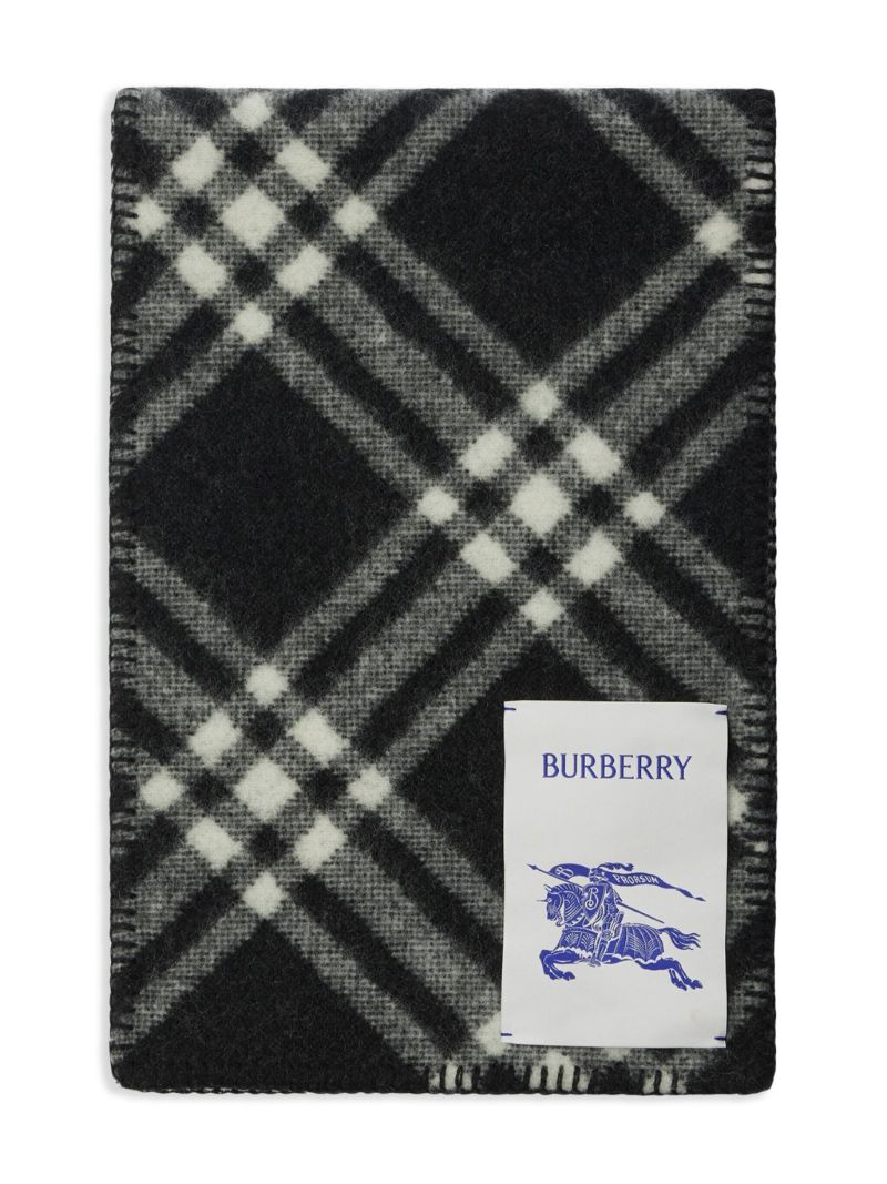 Black and White Vintage Check Wool Scarf