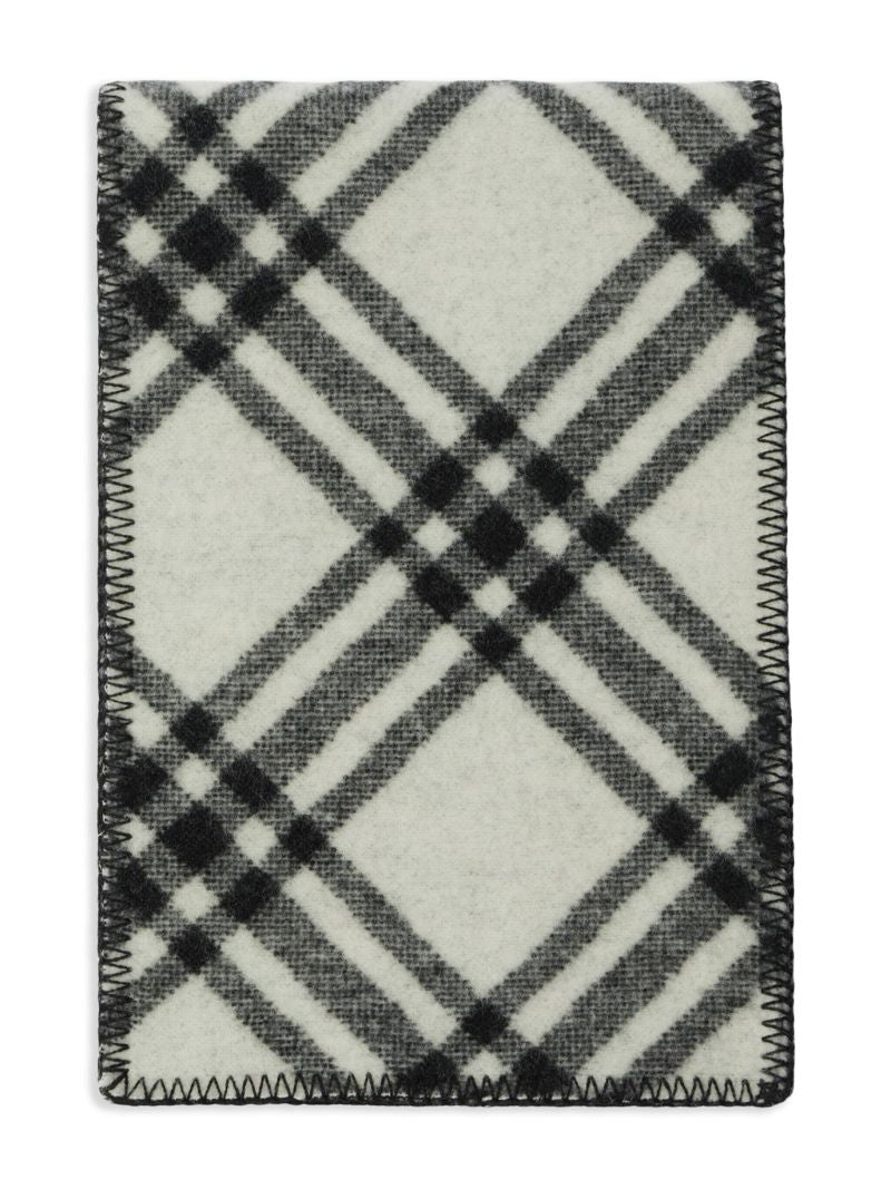 Black and White Vintage Check Wool Scarf