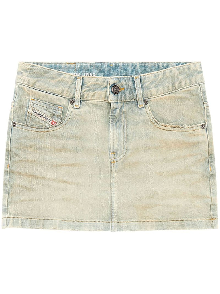 Blue De-ron Denim Mini Skirt