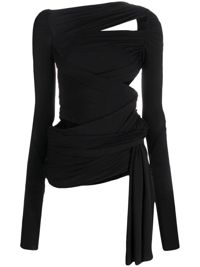 Black Cut-out Draped Top